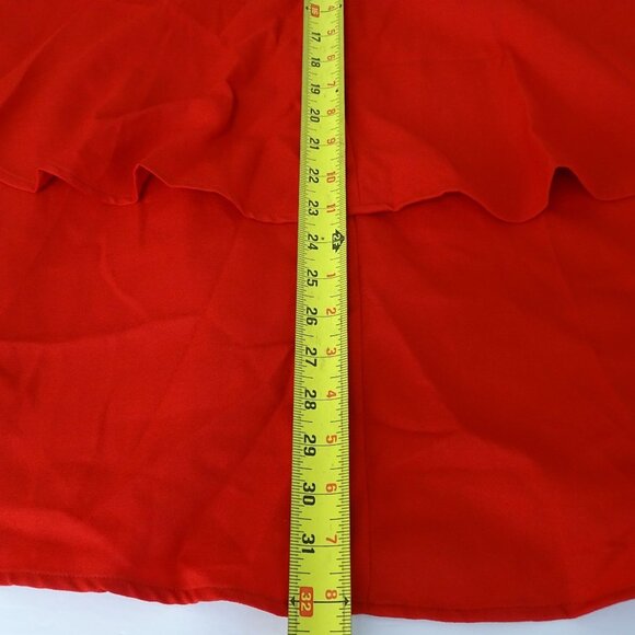 Pretty Little Thing Red Short Sleeve Tiered Skater Dress Women Size 16 NEW - Picture 11 of 12